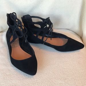 Nine West  black velvet ankle tie slipper